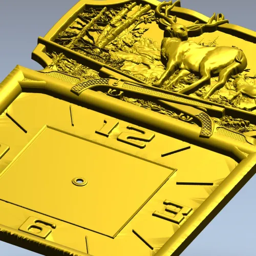 Deer Forest Wall Clock 3D Model for CNC
