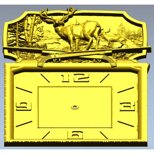 Deer Forest Wall Clock 3D Model for CNC