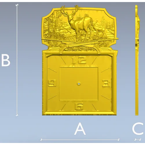 Deer Forest Wall Clock 3D Model for CNC