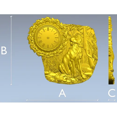 3D модель STL охотничьи часы - рельеф с собакой и ружьём для ЧПУ
