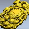 Ornamental Bird and Leaves Clock Frame 3D STL Model for CNC