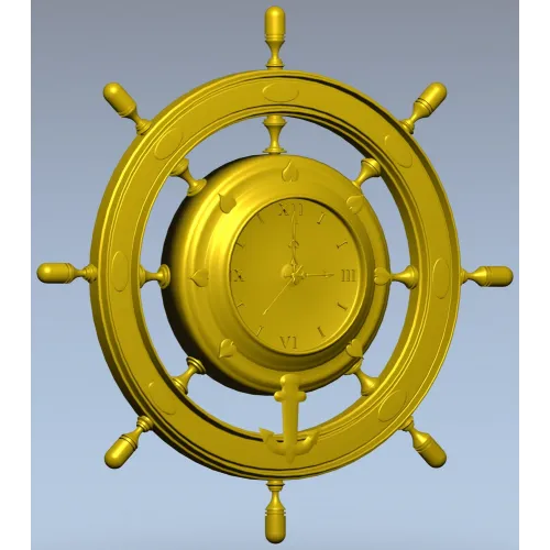Ship Wheel Clock 3D Model for CNC Milling