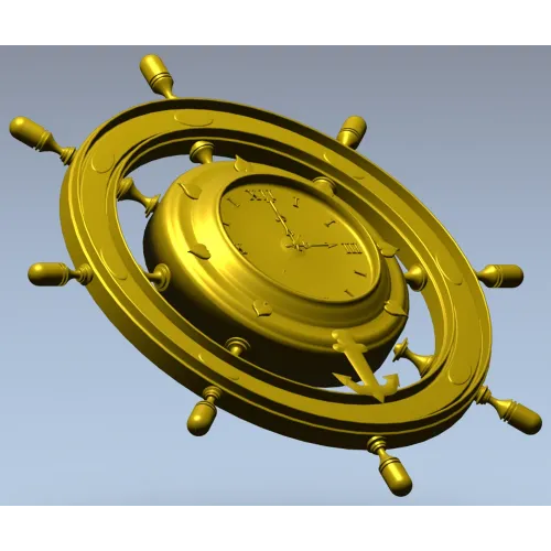 Ship Wheel Clock 3D Model for CNC Milling