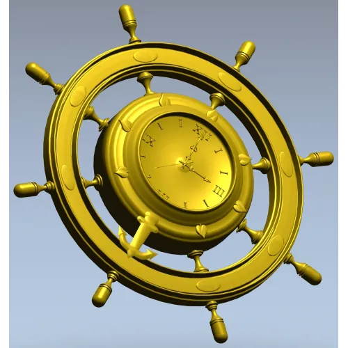 Ship Wheel Clock 3D Model for CNC Milling