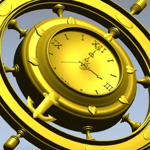 Ship Wheel Clock 3D Model for CNC Milling