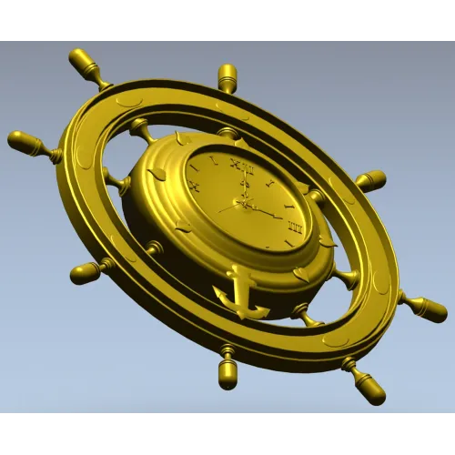 Ship Wheel Clock 3D Model for CNC Milling