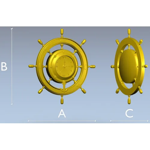 Ship Wheel Clock 3D Model for CNC Milling