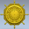 STL 3D model of Nautical Ship Wheel Clock for CNC Milling