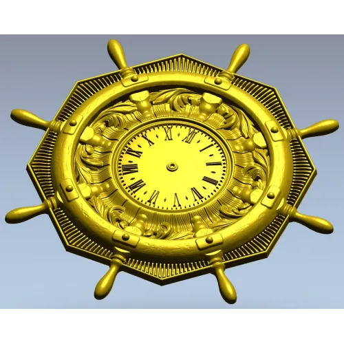STL 3D model of Nautical Ship Wheel Clock for CNC Milling