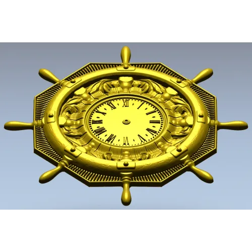 STL 3D model of Nautical Ship Wheel Clock for CNC Milling