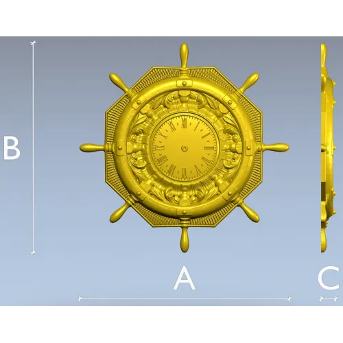 STL 3D model of Nautical Ship Wheel Clock for CNC Milling