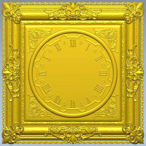 Ornate Square Clock Panel 3D Model STL for CNC Milling