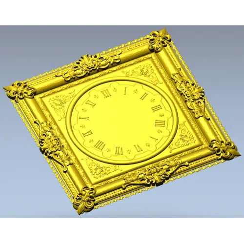Ornate Square Clock Panel 3D Model STL for CNC Milling