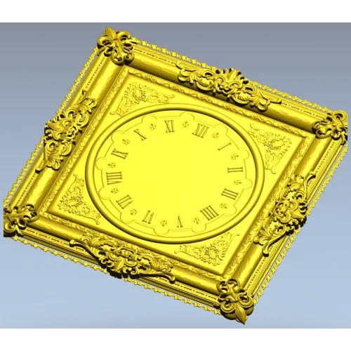 Ornate Square Clock Panel 3D Model STL for CNC Milling