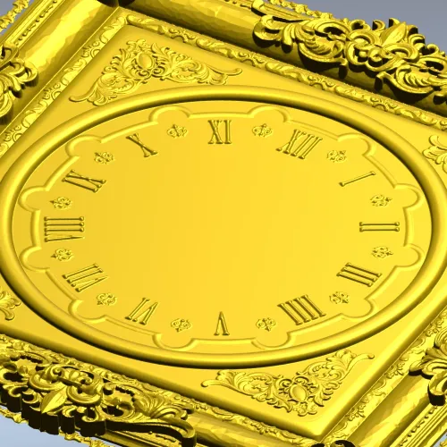 Ornate Square Clock Panel 3D Model STL for CNC Milling