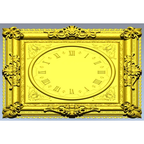Ornate Square Clock Panel 3D Model STL for CNC Milling