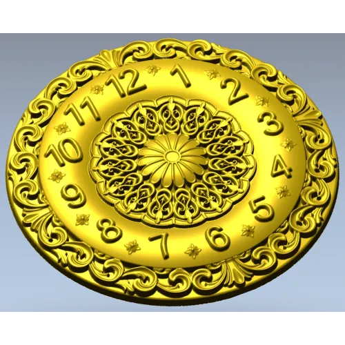 Ornate Circular Clock Face STL Model for CNC Milling