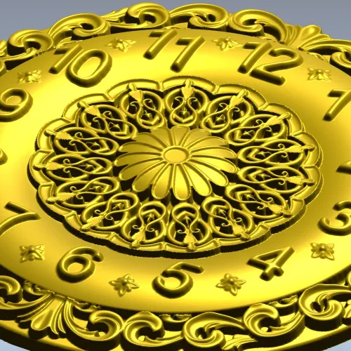 Ornate Circular Clock Face STL Model for CNC Milling