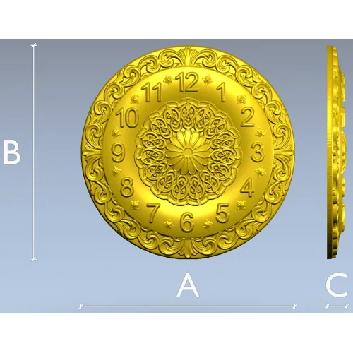 Ornate Circular Clock Face STL Model for CNC Milling