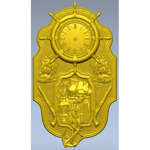 Pirate Nautical Wall Clock 3D Model in STL for CNC