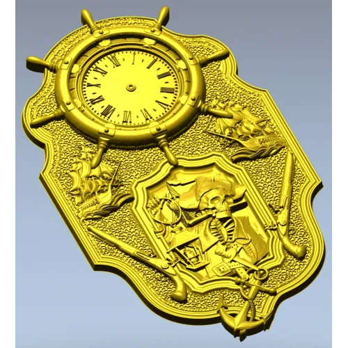 Pirate Nautical Wall Clock 3D Model in STL for CNC