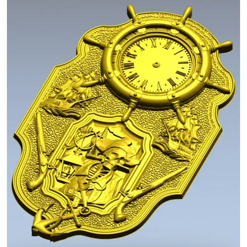 Pirate Nautical Wall Clock 3D Model in STL for CNC