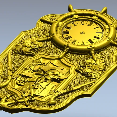 Pirate Nautical Wall Clock 3D Model in STL for CNC