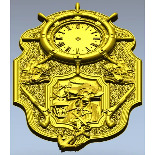 Pirate Nautical Wall Clock 3D Model in STL for CNC