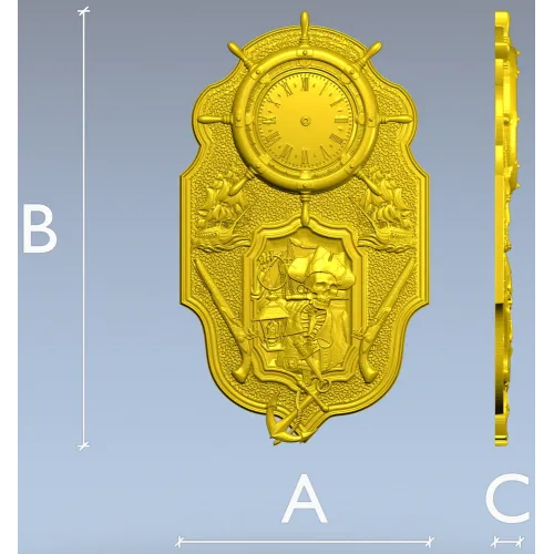 Pirate Nautical Wall Clock 3D Model in STL for CNC