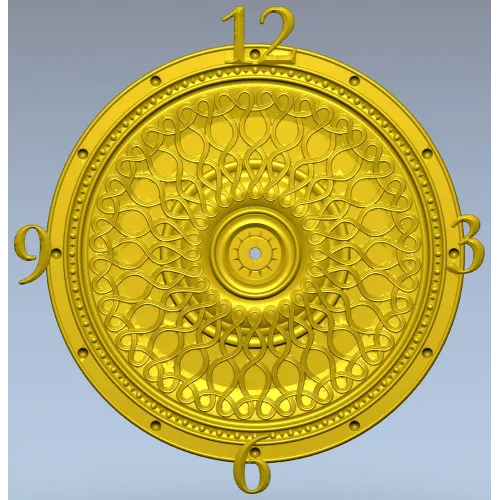 LatticeTime Ornamental Clock Face 3D Model STL for CNC Milling