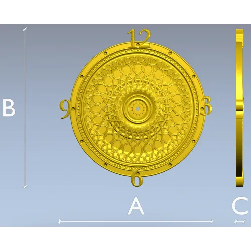 LatticeTime Ornamental Clock Face 3D Model STL for CNC Milling