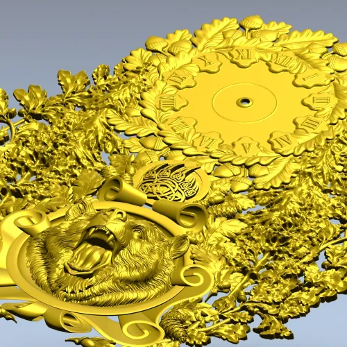 3D модель настенных часов с медведем (STL) для ЧПУ