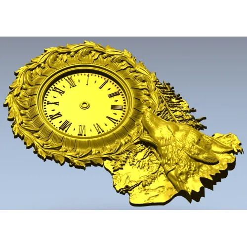 Decorative Wolf Clock 3D STL Model for CNC Milling