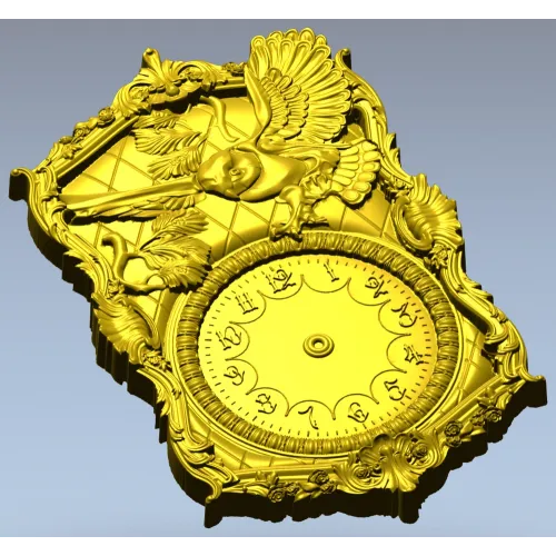 Ornate Owl Clock Frame 3D STL Model for CNC Milling
