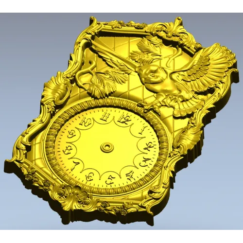 Ornate Owl Clock Frame 3D STL Model for CNC Milling