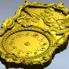Ornate Owl Clock Frame 3D STL Model for CNC Milling