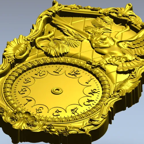 Ornate Owl Clock Frame 3D STL Model for CNC Milling