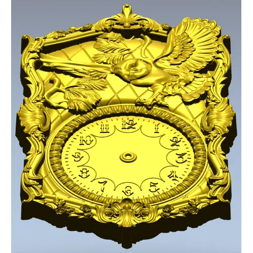 Ornate Owl Clock Frame 3D STL Model for CNC Milling