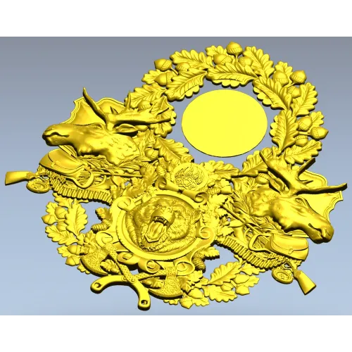 Охотничий герб с нишей для часов - 3D модель STL для ЧПУ