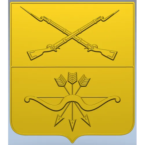 Heraldic Shield with Crossed Muskets and Bow - STL 3D Model for CNC