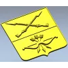Heraldic Shield with Crossed Muskets and Bow - STL 3D Model for CNC