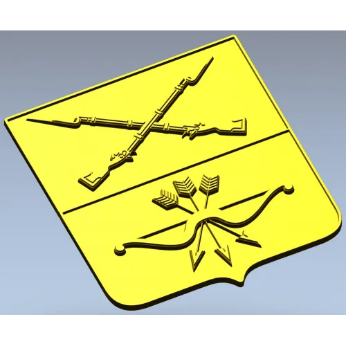 Heraldic Shield with Crossed Muskets and Bow - STL 3D Model for CNC