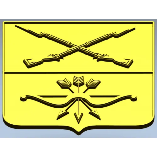 Heraldic Shield with Crossed Muskets and Bow - STL 3D Model for CNC