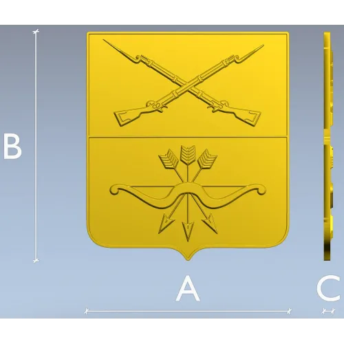 Heraldic Shield with Crossed Muskets and Bow - STL 3D Model for CNC