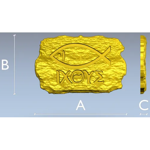 Ichthys Stone Plaque - STL 3D model for CNC