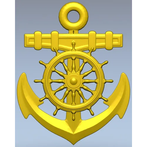 Морской герб со штурвалом и якорем - STL для ЧПУ