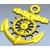 Морской герб со штурвалом и якорем - STL для ЧПУ