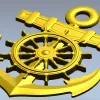 Морской герб со штурвалом и якорем - STL для ЧПУ