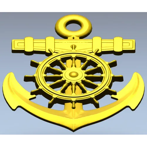 Морской герб со штурвалом и якорем - STL для ЧПУ