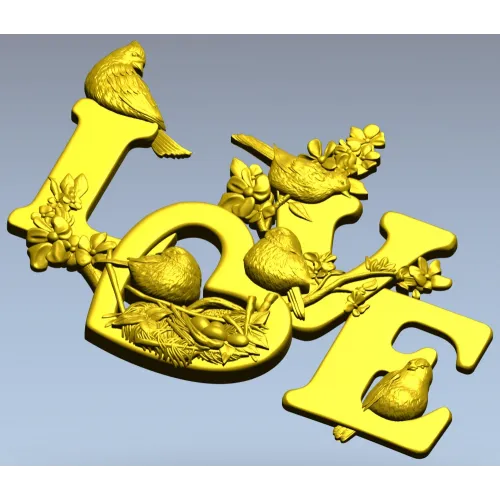 LOVE - 3D модель в формате STL с птицами и гнездом для ЧПУ